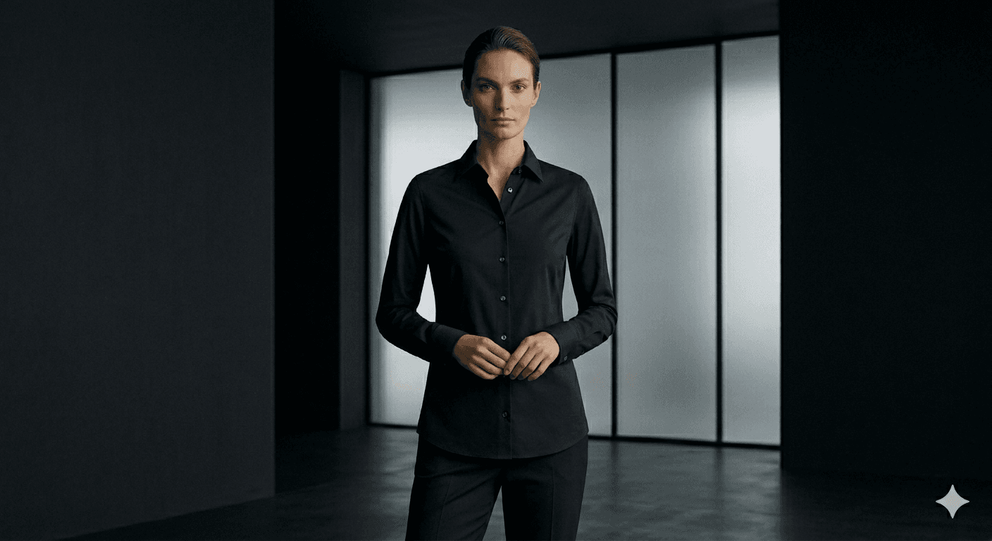 Camisa negra minimalista elegante Vanguardia