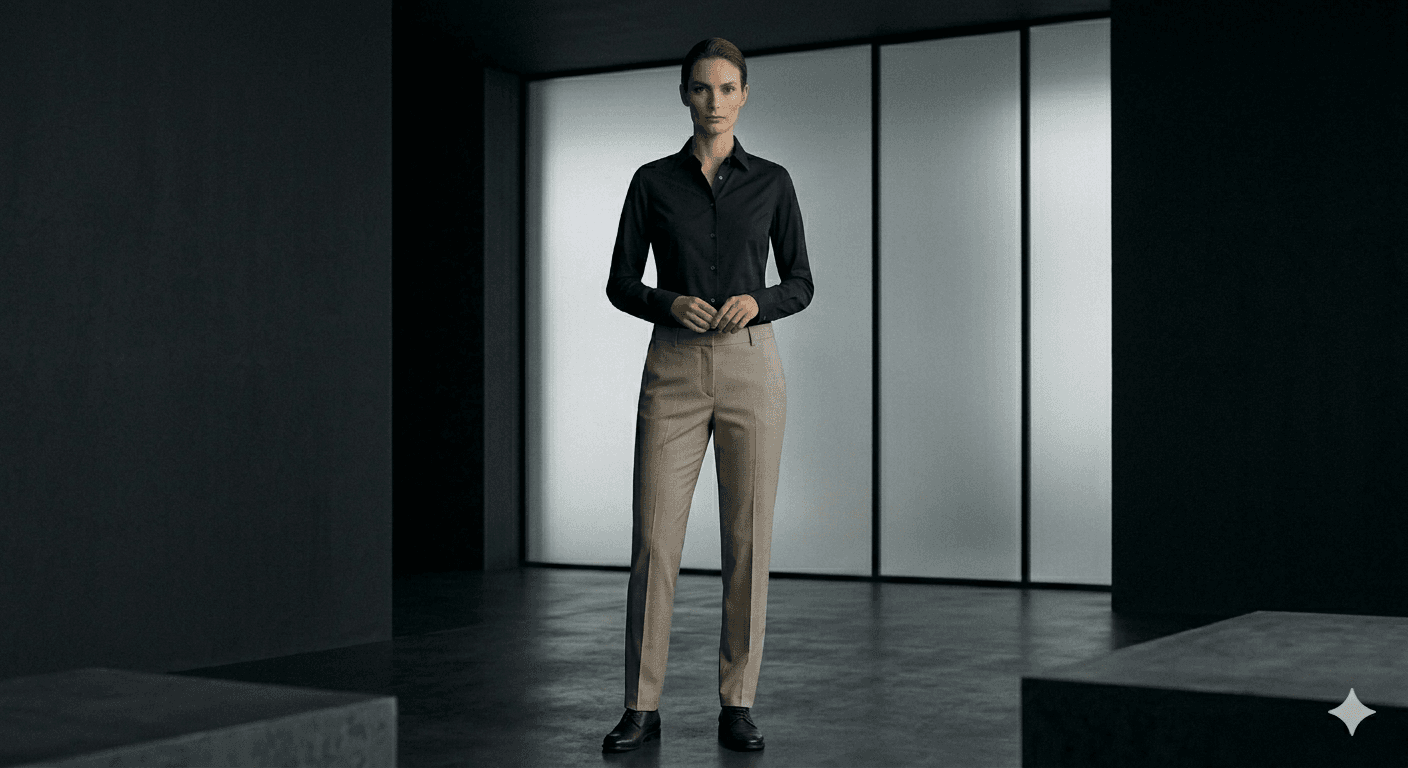 Pantalón moderno elegante color neutro Vanguardia